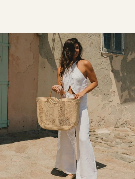 Handbags - Woven Straw Tote Bag - Natural